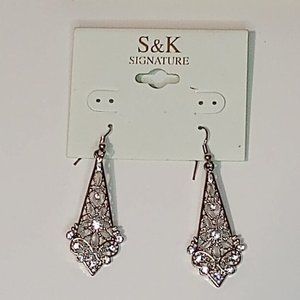 S&K Polished Gold-tone‎ Filigree Teardrop Earrings